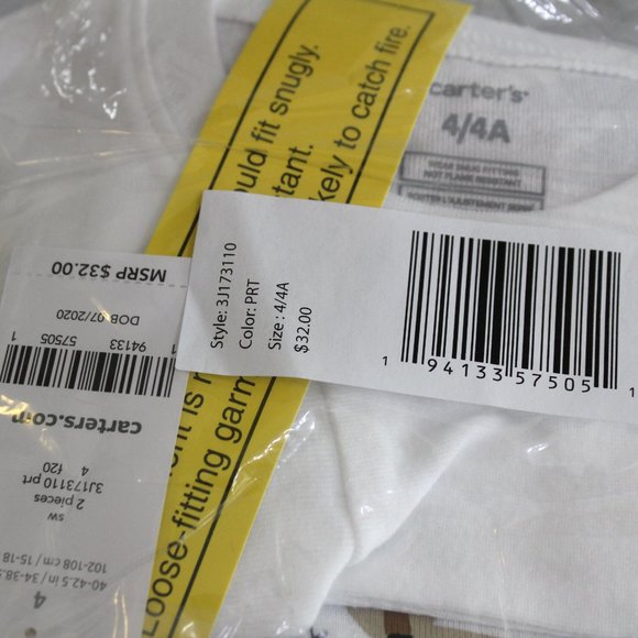 Carter's Boy Girl Fleece Pajama Set Size 4 Red Buffalo Plaid Christmas - Picture 6 of 6